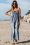 Distressed Bib Pocket Wide Leg Denim Overall Jumpsuit