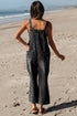 Distressed Bib Pocket Wide Leg Denim Overall Jumpsuit