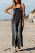 Distressed Bib Pocket Wide Leg Denim Overall Jumpsuit