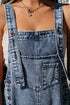 Distressed Bib Pocket Wide Leg Denim Overall Jumpsuit
