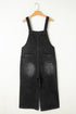 Distressed Bib Pocket Wide Leg Denim Overall Jumpsuit