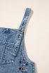Distressed Bib Pocket Wide Leg Denim Overall Jumpsuit