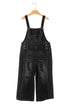 Distressed Bib Pocket Wide Leg Denim Overall Jumpsuit