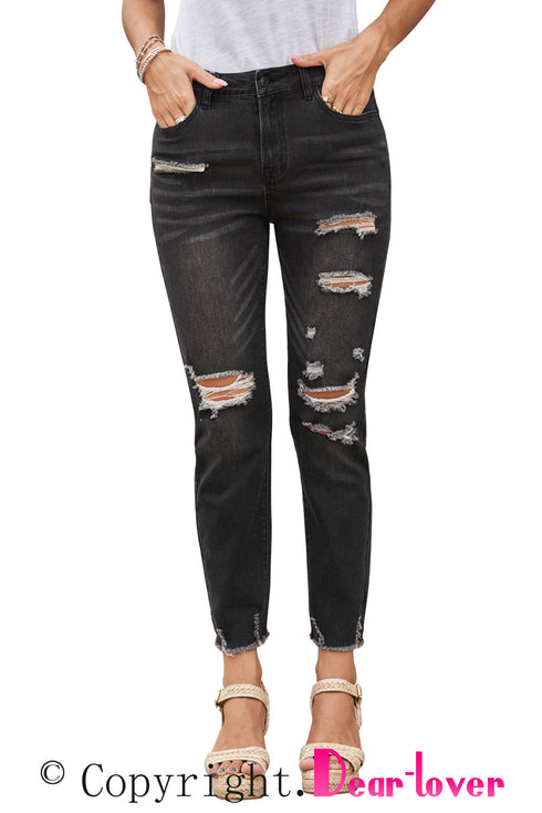 Distressed Boyfriend Denim Pants