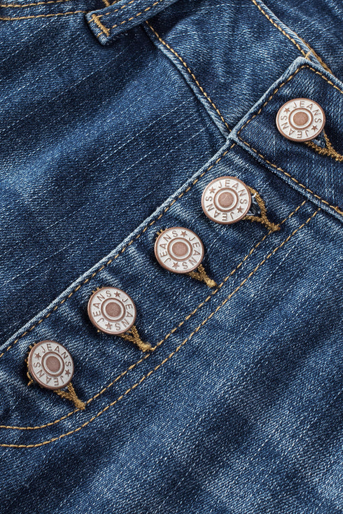 Distressed Button Fly High Waisted Skinny Denim Jeans