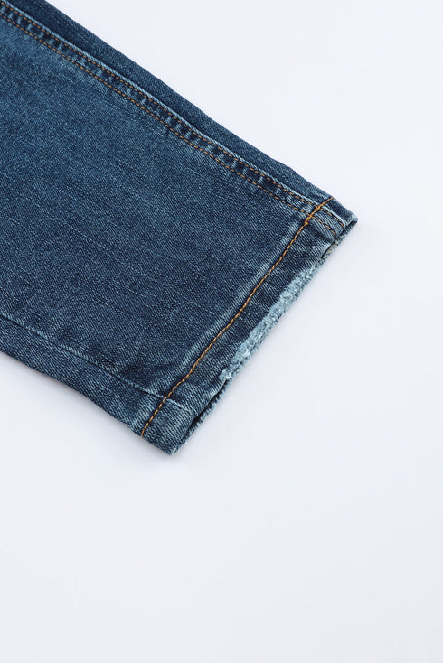 Distressed Button Fly High Waisted Skinny Denim Jeans
