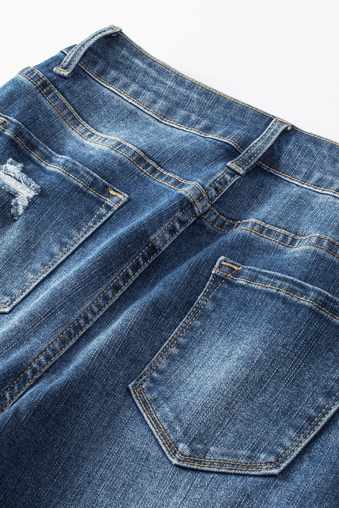 Distressed Button Fly High Waisted Skinny Denim Jeans