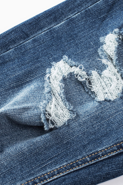 Distressed Button Fly High Waisted Skinny Denim Jeans