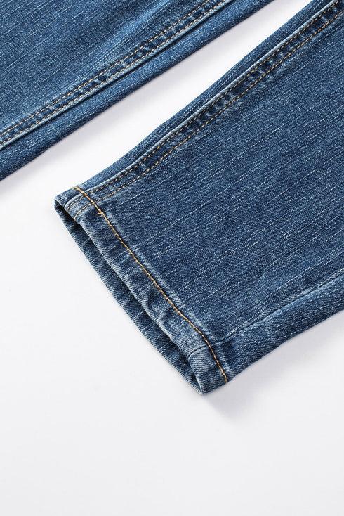Distressed Button Fly High Waisted Skinny Denim Jeans