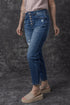 Distressed Button Fly High Waisted Skinny Denim Jeans