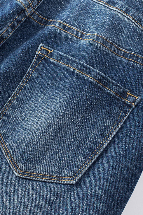 Distressed Button Fly High Waisted Skinny Denim Jeans