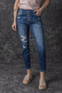 Distressed Button Fly High Waisted Skinny Denim Jeans