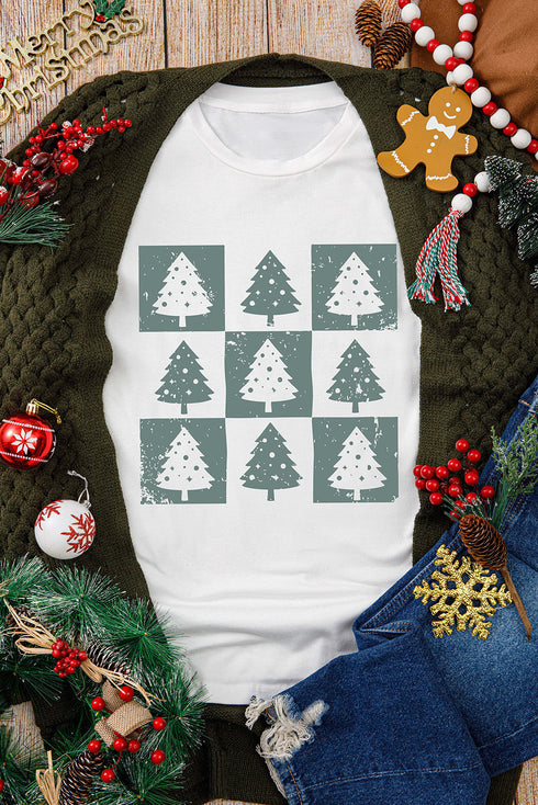 Distressed Checkered Tree Graphic Oversized Jersey Tee