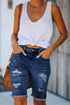 Distressed Denim Bermuda Shorts