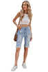Distressed Denim Bermuda Shorts