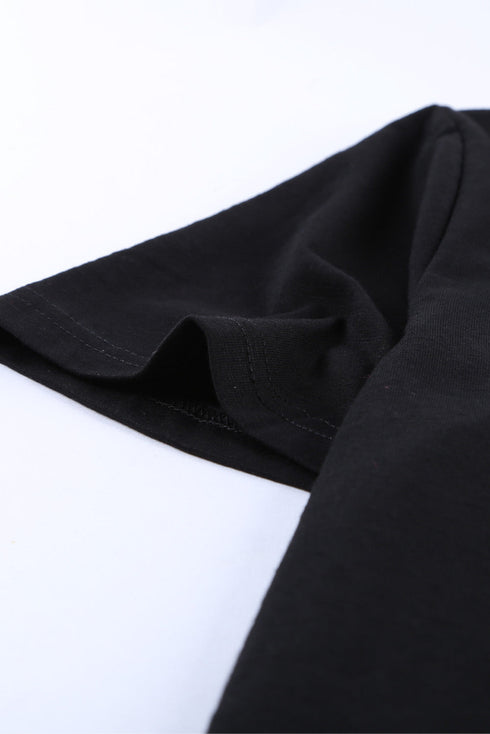 Distressed Detail Crew Neck Short Sleeve Casual T-shirt
