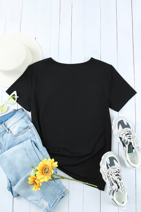 Distressed Detail Crew Neck Short Sleeve Casual T-shirt