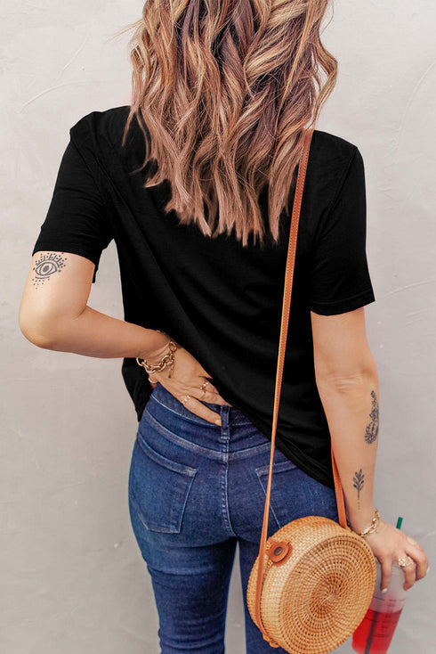 Distressed Detail Crew Neck Short Sleeve Casual T-shirt