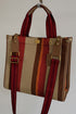 Distressed Edge Canvas Geometric Panel Shoulder Tote Bag