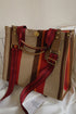Distressed Edge Canvas Geometric Panel Shoulder Tote Bag