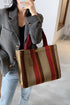 Distressed Edge Canvas Geometric Panel Shoulder Tote Bag