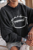 Distressed Finish Football Graphic Oversized Pullover Sweatshirt