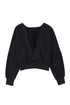 Distressed Finish Open Back V Cut Sweatshirt