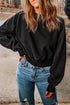 Distressed Finish Open Back V Cut Sweatshirt