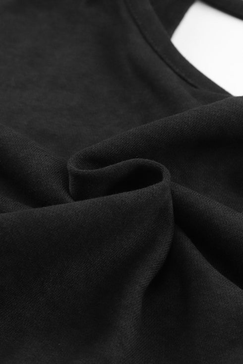 Distressed Finish Open Back V Cut Sweatshirt