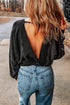 Distressed Finish Open Back V Cut Sweatshirt