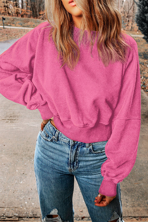 Distressed Finish Open Back V Cut Sweatshirt