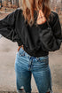 Distressed Finish Open Back V Cut Sweatshirt