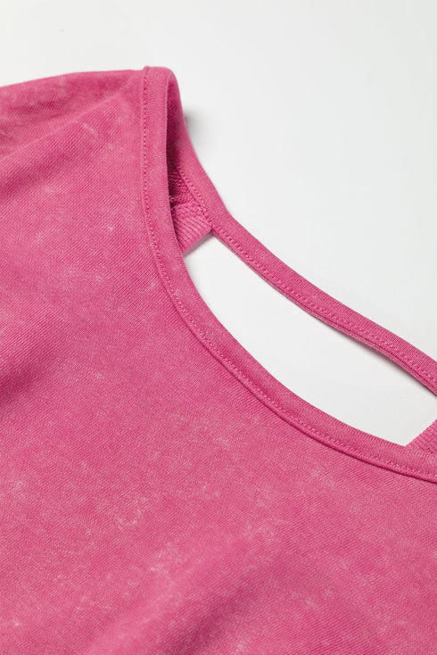 Distressed Finish Open Back V Cut Sweatshirt