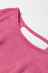 Distressed Finish Open Back V Cut Sweatshirt