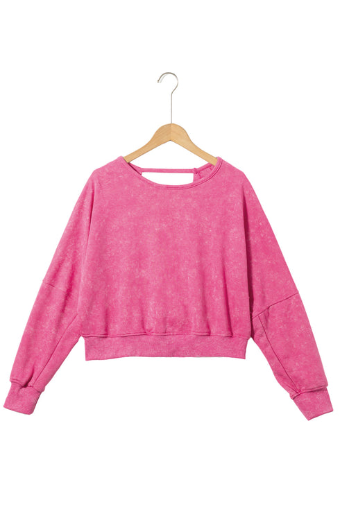 Distressed Finish Open Back V Cut Sweatshirt
