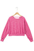 Distressed Finish Open Back V Cut Sweatshirt