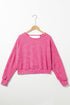 Distressed Finish Open Back V Cut Sweatshirt