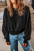 Distressed Finish Open Back V Cut Sweatshirt