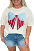 Distressed Flag Print Bow Patched Graphic Tee