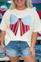 Distressed Flag Print Bow Patched Graphic Tee