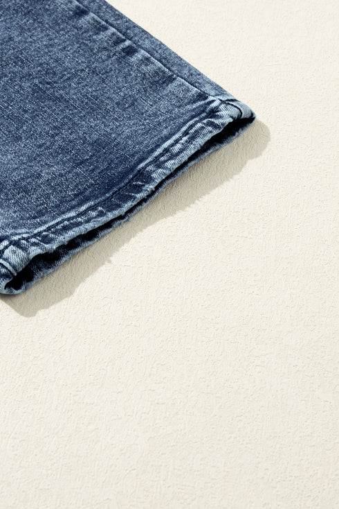 Distressed Frayed Slim Fit High Waist Denim Jeans