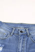 Distressed Fringe Tassel Long Bermuda Denim Shorts
