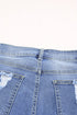 Distressed Fringe Tassel Long Bermuda Denim Shorts