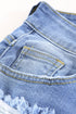 Distressed Fringe Tassel Long Bermuda Denim Shorts