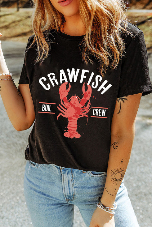 Distressed Graphic Print Crew Neck Short Sleeve Tee