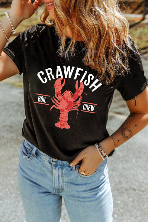 Distressed Graphic Print Crew Neck Short Sleeve Tee