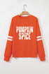 Distressed Graphic Varsity Stripe Crew Neck Sweatshirt