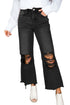 Distressed Hollow-out High Waist Cropped Flare Jeans