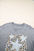 Distressed Leopard Print Star Graphic Short Sleeve Tee