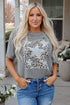 Distressed Leopard Print Star Graphic Short Sleeve Tee